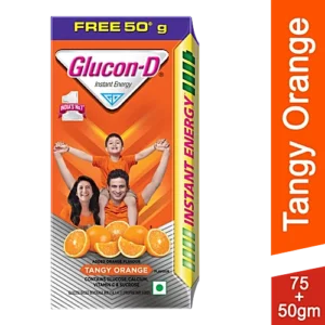 Glucon-D Instant Energy Glucose Powder - Tangy Orange, 75 g (Get 50 g Free)