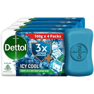 Dettol Icy Cool Bathing Soap Bar 100g X 4 packs