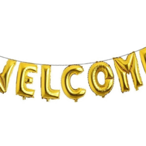 Welcome Name Balloon - golden & silver colour