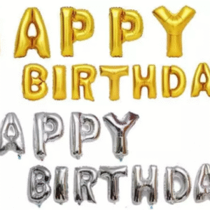 Happy birthday, black and golden colour balloons