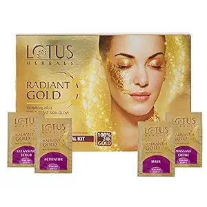 Lotus Herbals Radiant Gold Glow Facial Kit / For Women & Men | All Skin Types - 37g