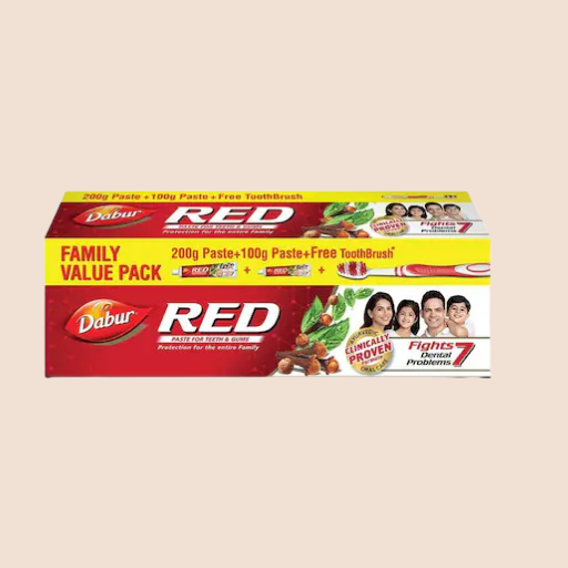 Dabur Red Toothpaste (200+ 100) g (With Free Toothbrush)