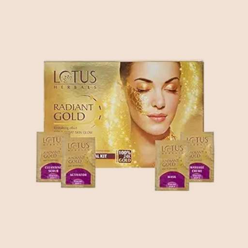 Lotus Herbals Radiant Gold Glow Facial Kit / For Women & Men | All Skin Types - 37g